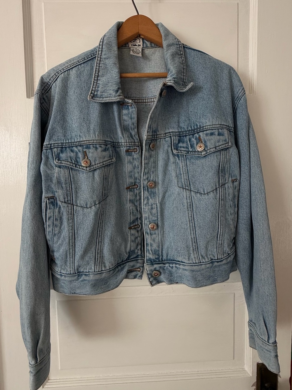 Vintage Zana-Di Light Wash Denim Crop Jacket Trucker Style Size M